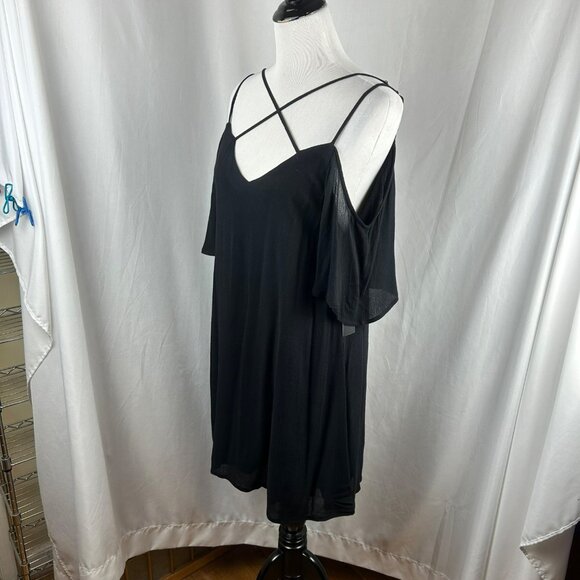 NEW Lulus Afterglow Strappy Cold Shoulder Shift Dress Women‎ Large Black Mini - Picture 9 of 15